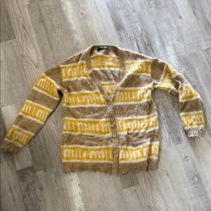 Miu Miu Tan and Yellow Cardigan